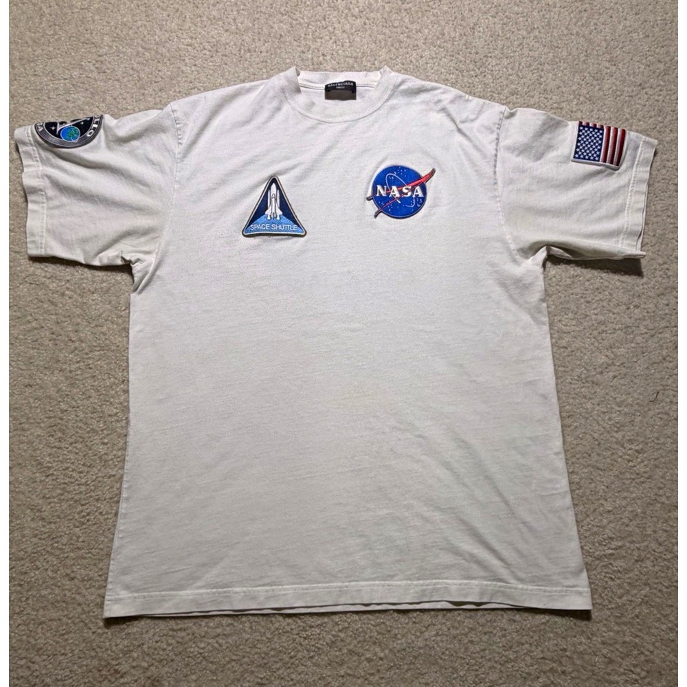 Balenciaga NASA Space Patch T-Shirt White Unifit Oversized 2021 measures as XL